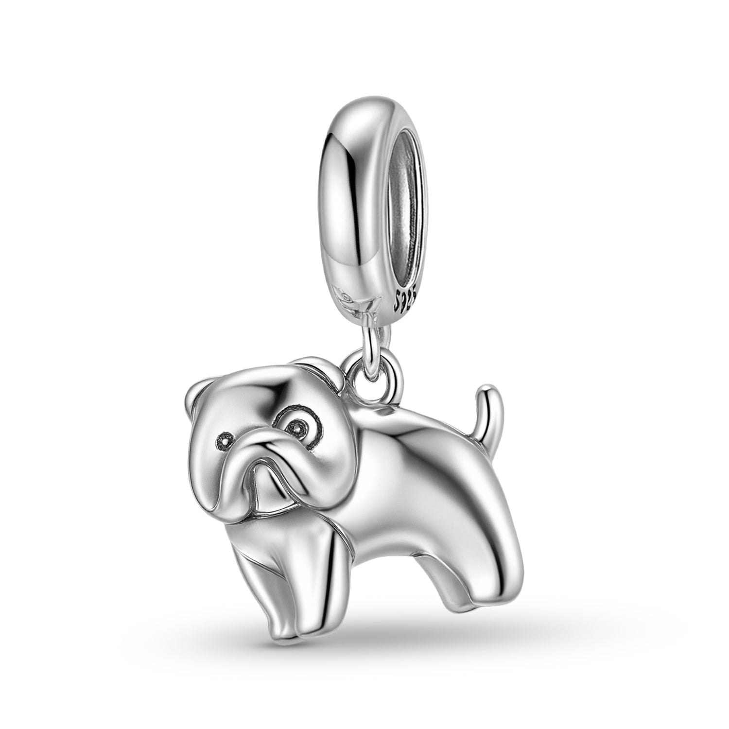 Pug Charm 925 Sterling Silver Oxidized Pendant Bead For DIY Charm Bracelet Necklace Dog Jewelry Gift