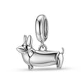Corgi Charm 925 Sterling Silver Oxidized Pendant Bead For DIY Charm Bracelet Necklace Dog Jewelry Gift