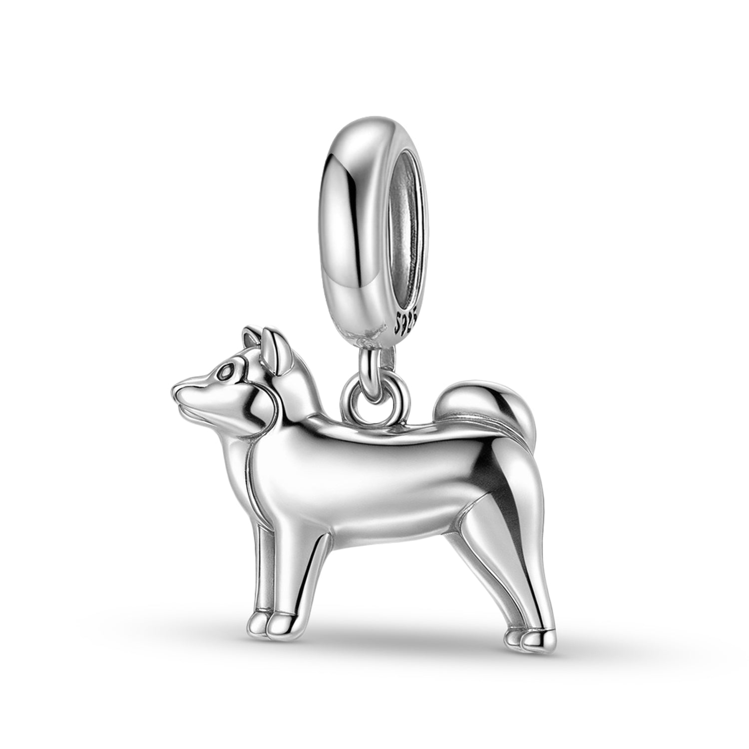 Shiba Inu Charm 925 Sterling Silver Oxidized Pendant Bead For DIY Charm Bracelet Necklace Dog Jewelry Gift