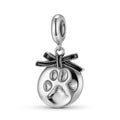 Dog Paw Bow Charm 925 Sterling Silver Pendant Bead For DIY Charm Bracelet Necklace Pet Jewelry Gift