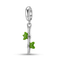 Bamboo Charm 925 Sterling Silver Green Enamel Pendant Bead For DIY Charm Bracelet Necklace Nature Jewelry Gift