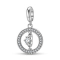 Halo Ring Charm 925 Sterling Silver Pave Stone Pendant Bead For DIY Charm Bracelet Necklace Elegant Jewelry Gift