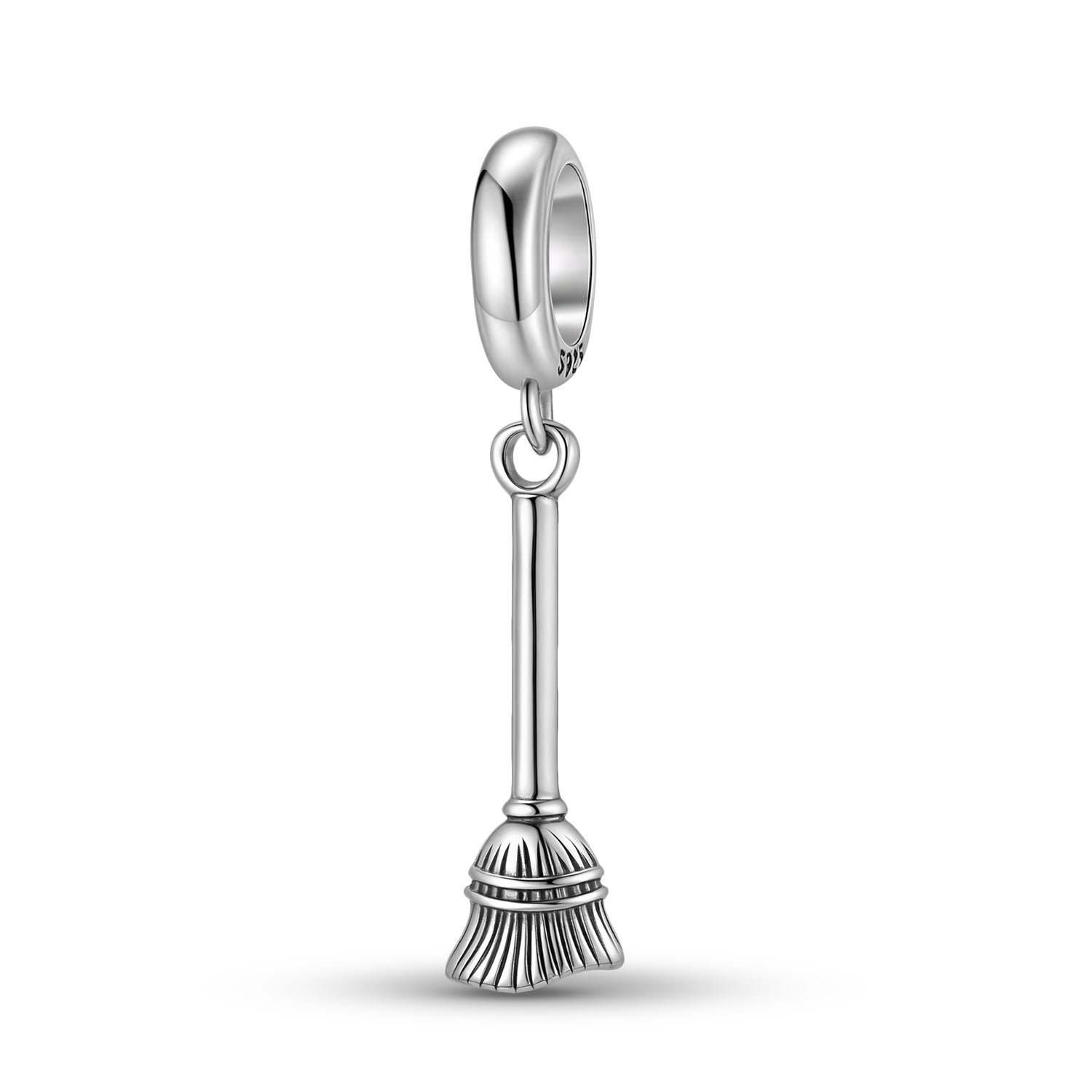 Magic Broom Charm 925 Sterling Silver Oxidized Pendant Bead For DIY Charm Bracelet Necklace Fantasy Jewelry Gift