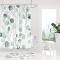 Plant Print Shower Curtain Bath Curtains Waterproof