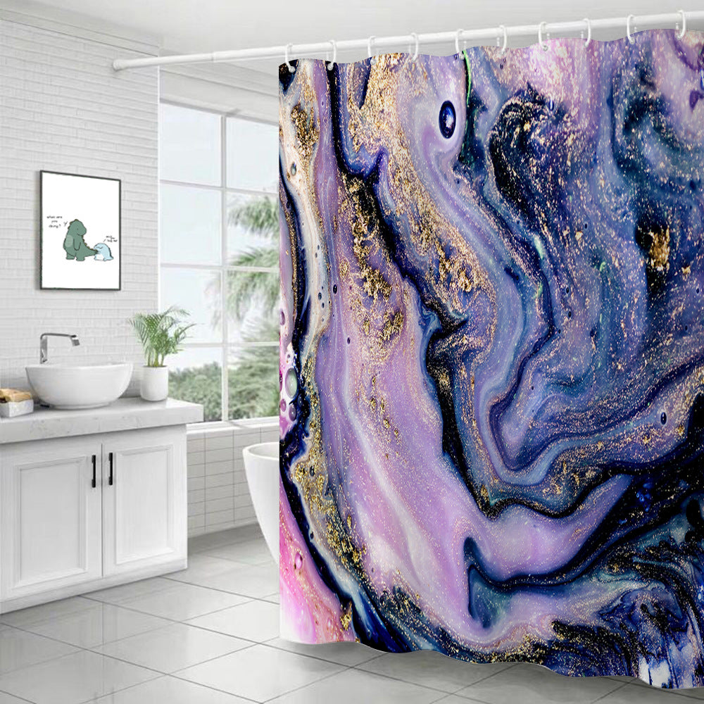 Marble Pattern Shower Curtain Waterproof Bathroom Background