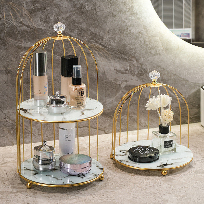 Desktop Jewelry Lipstick Skin Care Products Iron Bird Cage Holder