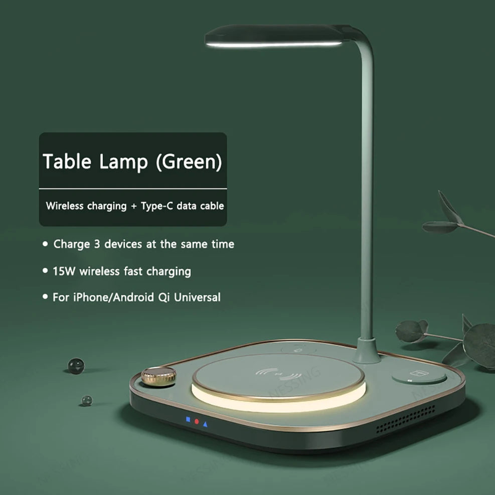 Desk Light Fast Wireless Charger Base Bedroom Lamp Fast Charger Dock