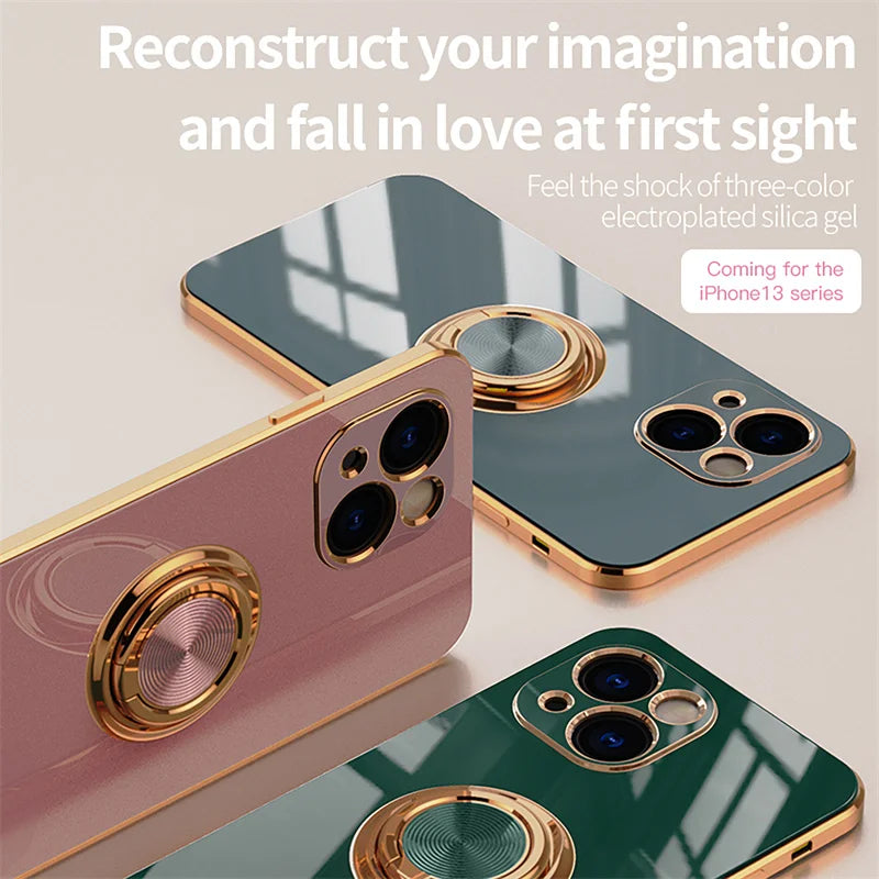 Stand Back Cover Ring 6D electroplating Glossy Case