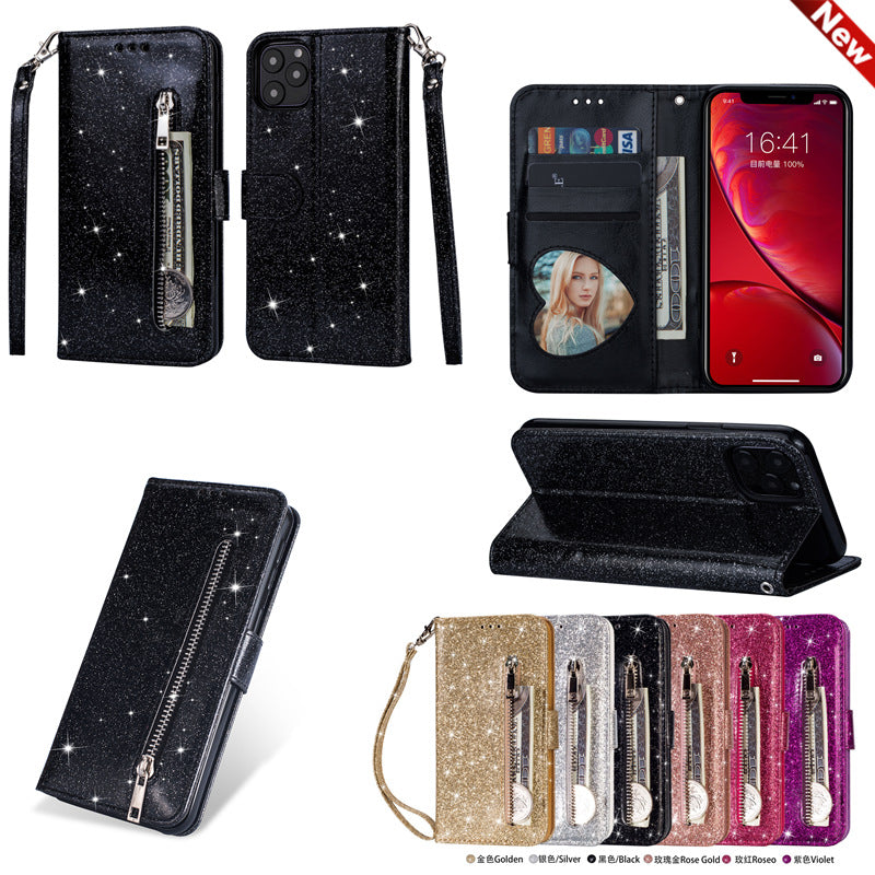 Glitter Leather Wallet Case For iPhone 11 12 Pro Max Xs 7 8 Plus