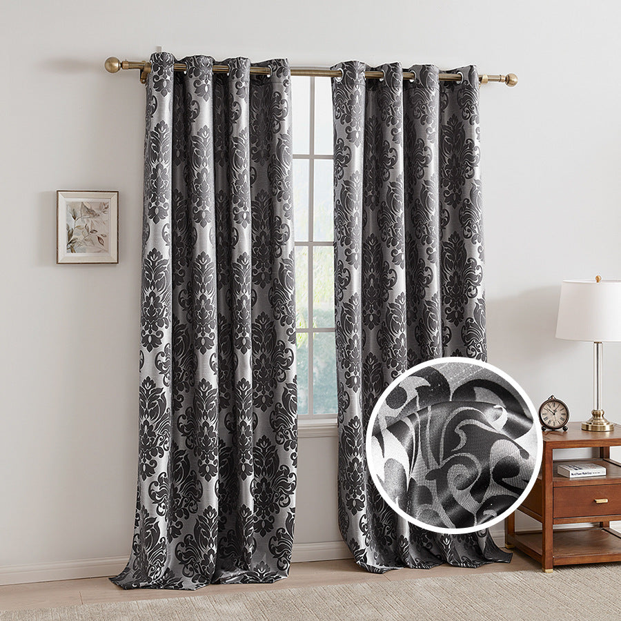 Jacquard Blackout Paisley Printed Window Curtains For Living Room Bedroom