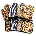 Kitchen Gloves Insulation Leopard Pattern Pad Cooking Microwave Gloves