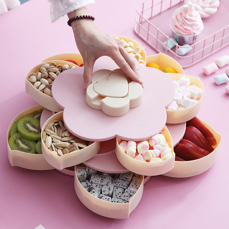 Creative Petal Candy Box Mobile Phone Holder Rotating Dried Fruit Plate Snack Box