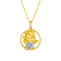S925 Silver Gold Plated 1ct D Color VVS1 Moissanite Ox Necklace 5g Chinese Zodiac Benmingnian Gift GRA Certified Gift Box
