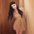 Womens Fashionable Slim-Fit Lace And Mesh Patchwork Dress