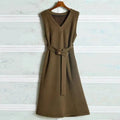 Sleeveless V-neck Knitted Vest Dress