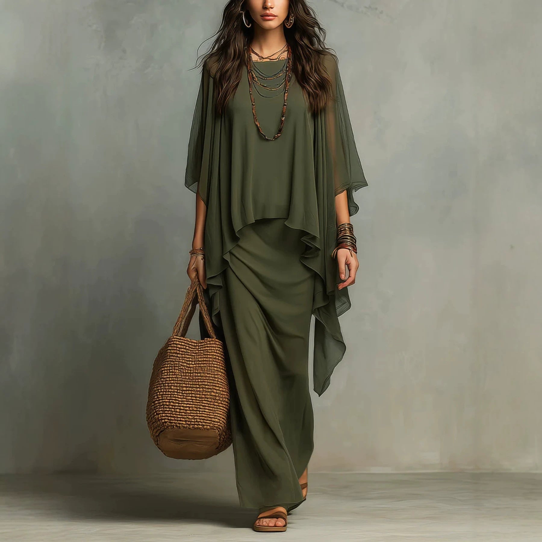 Womens Sleeveless Vest Dress Outerwear Two-piece Set