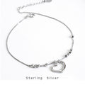 1pcs 999 Sterling Silver Box Chain Hollow Heart Beaded Adjustable Anklet, Sweet Minimalist Style, For Summer Beach Wear & Women Valentine Gifts