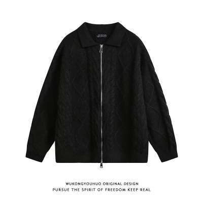 Casual V-neck Knitted Sweater Mens Coat