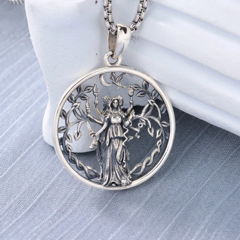 Retro Natural Goddess Tree Of Life Pendant Necklace