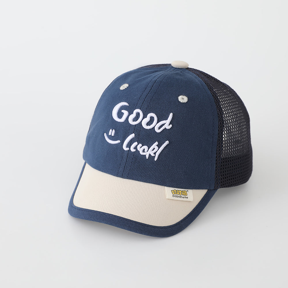 New Children's Multi-color Mesh Breathable Patchwork Baseball Cap With Fun English Embroidery, Korean-style Casual Style Sun Hat