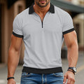 Mens Half-Zip Polo Shirt With Lapel Collar And Short Sleeves