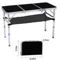3ft Adjustable Height Foldable Camping Table With Storage Mesh, Lightweight Portable Outdoor Picnic BBQ Side Desk