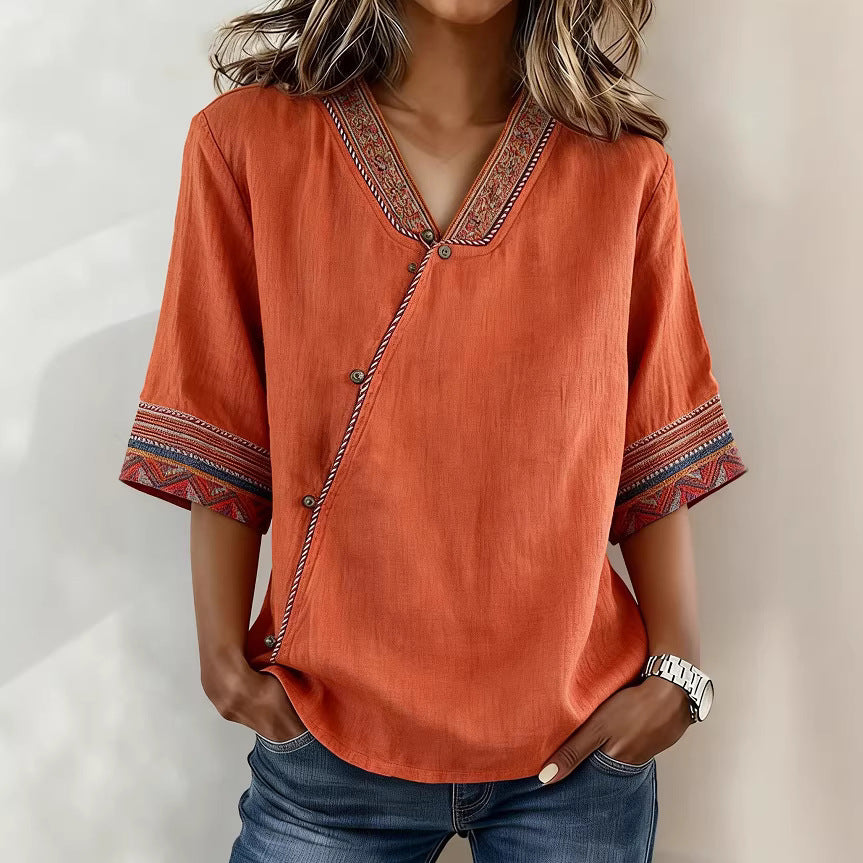 European And American Womens Casual Loose-fitting Top