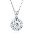 S925 Sterling Silver 1ct D Color VVS1 Moissanite Necklace 40cm Halo Design Platinum Plated GRA Certified Gift Box