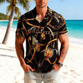Black-and-gold Chain-printed Lapel Shirt