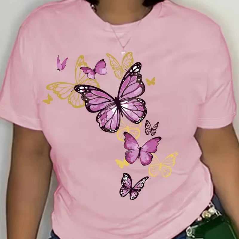 Butterfly-cluster Womens T-shirt Delicate Graphic Casual Top