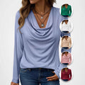 Womens Turtleneck Long-sleeve Loose-fitting Top