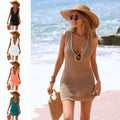 2026 Women Ripple Hollow Out Deep V Beach Dress Bikini Cover Up
