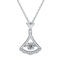 S925 Sterling Silver 0.5ct D Color VVS1 Moissanite Fan Pendant Necklace 45cm Platinum Plated GRA Certified Gift Box