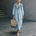 Womens Ruffled V-Neck Loose-Fit Casual Resort Dress