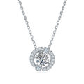 S925 Sterling Silver 0.5ct D Color VVS1 Moissanite Halo Necklace 45cm Platinum Plated Pave GRA Certified Gift Box