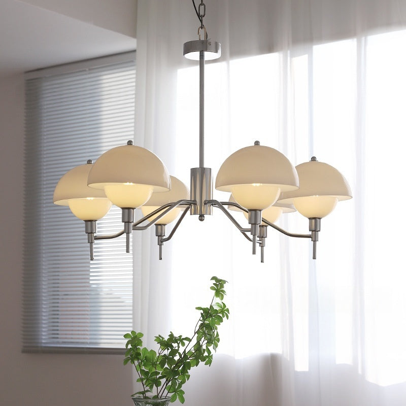 White Cream Mushroom Living Room Chandelier Mid-century Lamp
