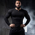 Muscle-fit Sporty-casual Half-button-down Long-sleeve