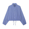 Womens Buttoned Puff-Sleeve Plaid Shirt