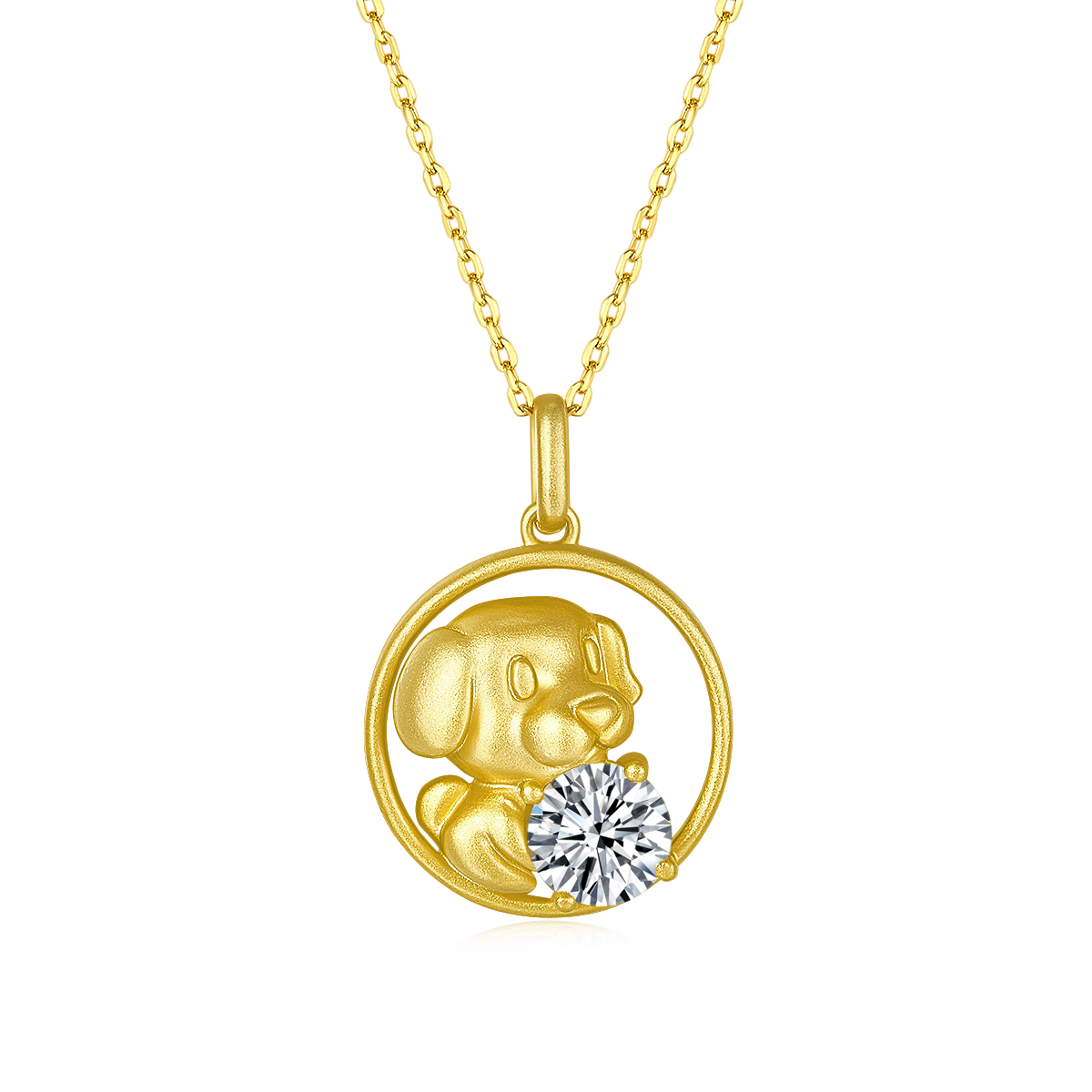 S925 Sterling Silver Gold Plated 1ct Moissanite Chinese Zodiac Pendant Necklace 5.2g Benmingnian Gift GRA Certified Gift Box