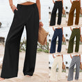 Womens Summer Fashion Loose Solid-color High-waisted Casual Pants Straight-leg Trousers