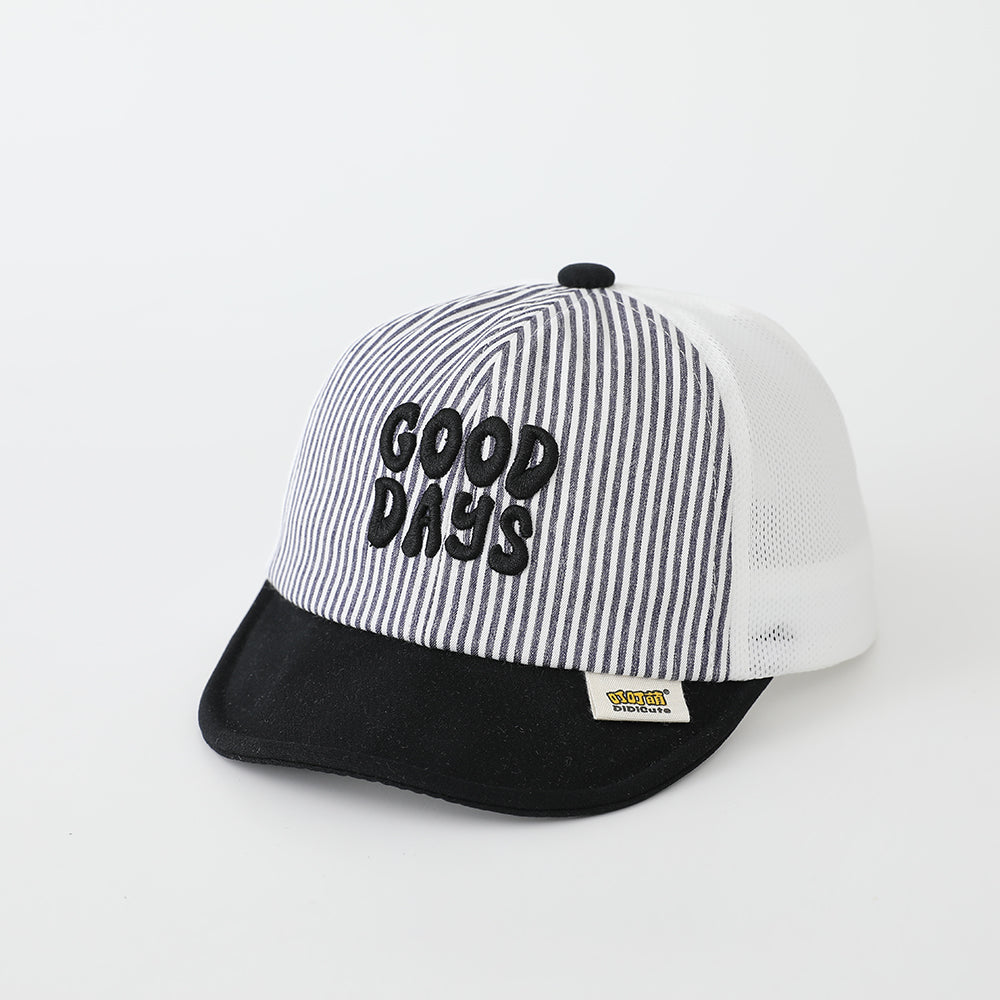 Summer Boys And Girls Striped Embroidered Letter Mesh Breathable Casual Sport Cap Suitable For Outdoor Daily Wear