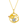 S925 Silver Gold Plated 1ct D Color VVS1 Moissanite Rat Necklace 4.5g Chinese Zodiac Benmingnian Gift GRA Certified Gift Box