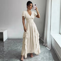 Womens Fashionable V-Neck Slim-Fit Long Dress