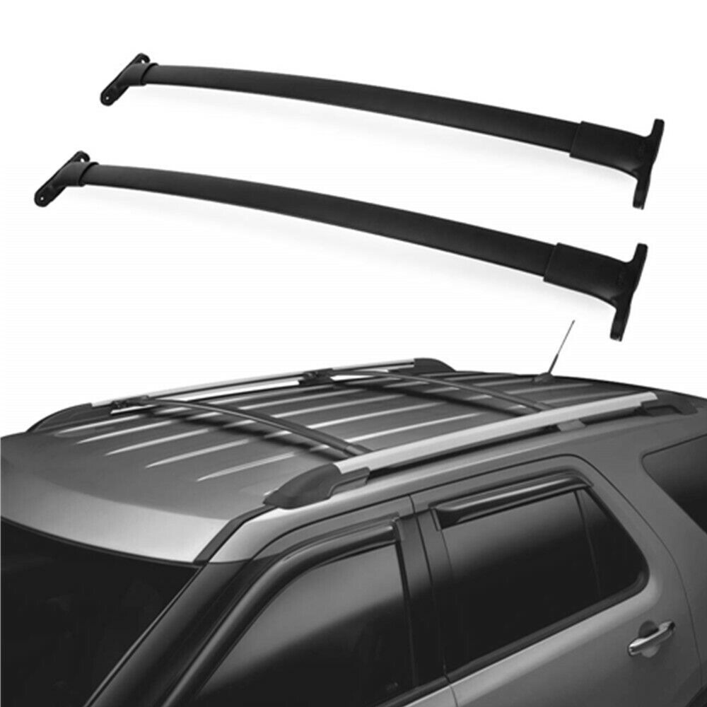 Set 2 Black Aluminum Matte Roof Rack Bars For 2016-2019 Explorer Sport Utility