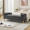 65.35 Wide Upholstered Flip-top Storage Accent Bed Bench, Corduroy Footrest Ottoman With Armrests&Backrest&2 Bolster Pillows Wood Legs For Living Room, End Of Bed, Hallway, Entryway Bedroom. Charcoal