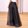 High-waisted Mesh Sheer Wide-leg Pants