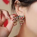 2026 New Chinese Style Red Fortune Lion Tassel Studs, Exquisite Light Luxury Ear Jewelry