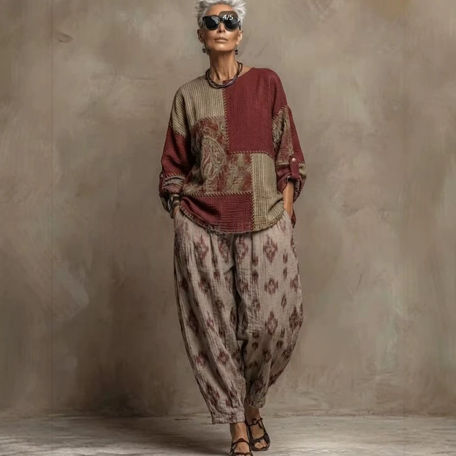Womens Paisley-Print Two-Piece Set