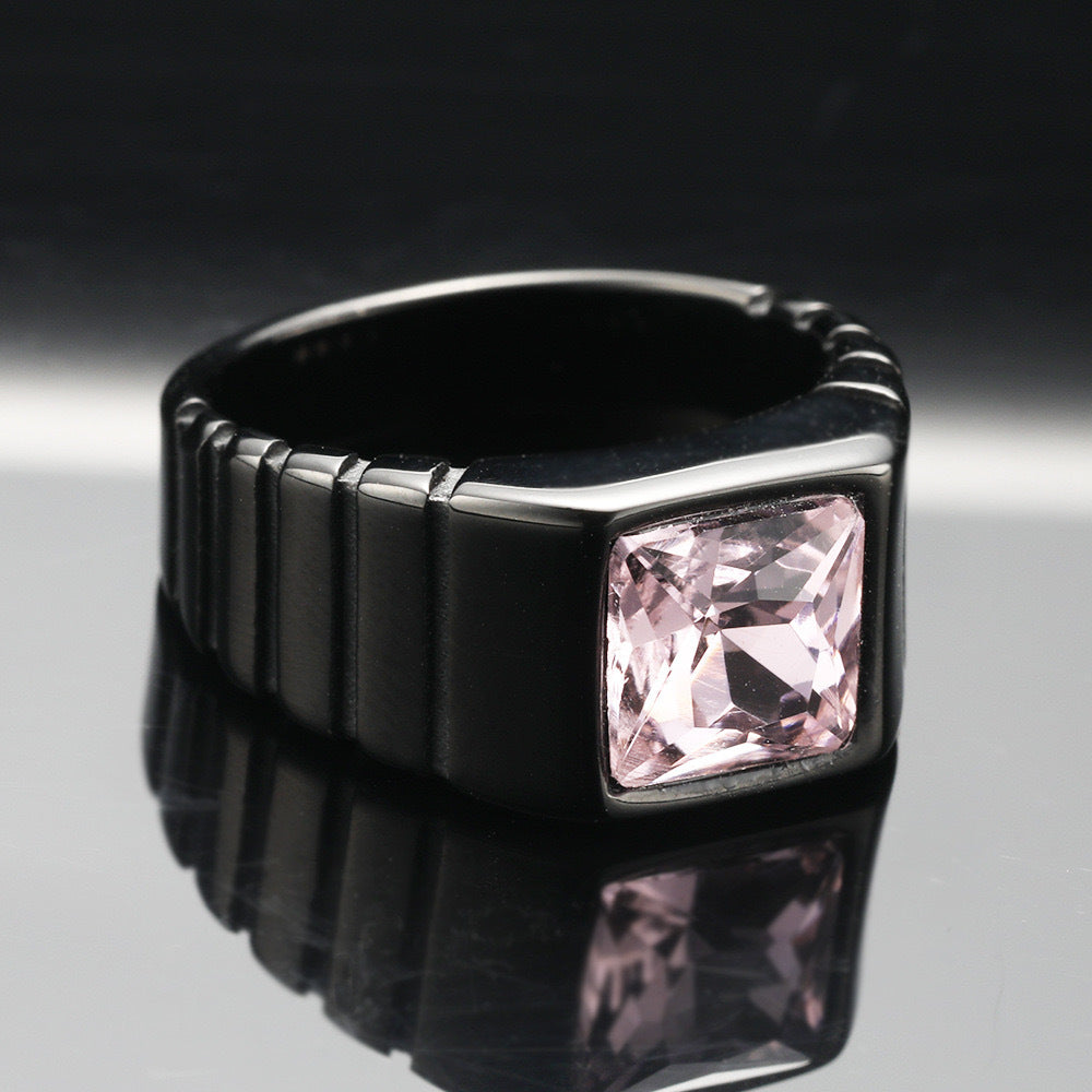 Father's Day Men's Square Stone Simple Ring