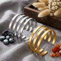 7Pcs Stackable Cuff Bangle Bracelets For Women, 18K Gold Plated Stainless Steel Plain Open Bangle Set, Minimalist Layering Jewelry Gift
